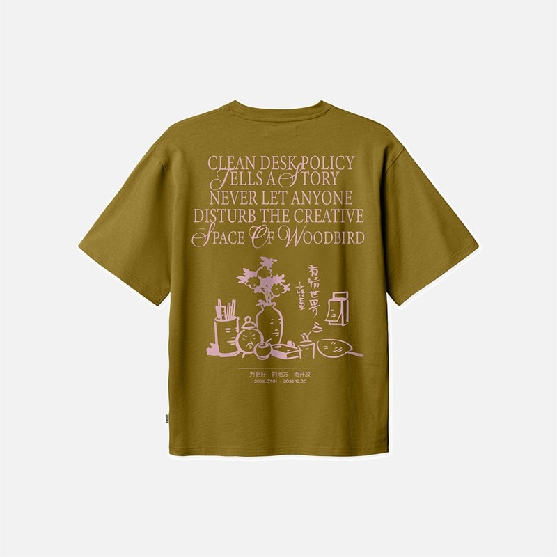 Woodbird Baine Space T-shirt Dark Green - Billede 2