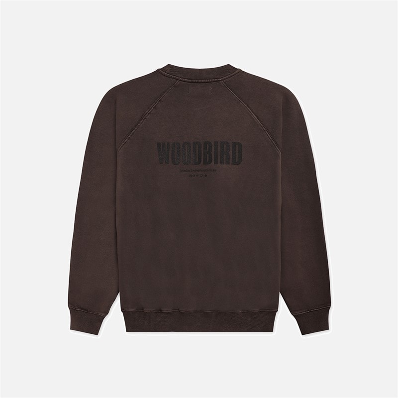 Woodbird Zhang Vasket Logo Sweatshirt Brun - Billede 1