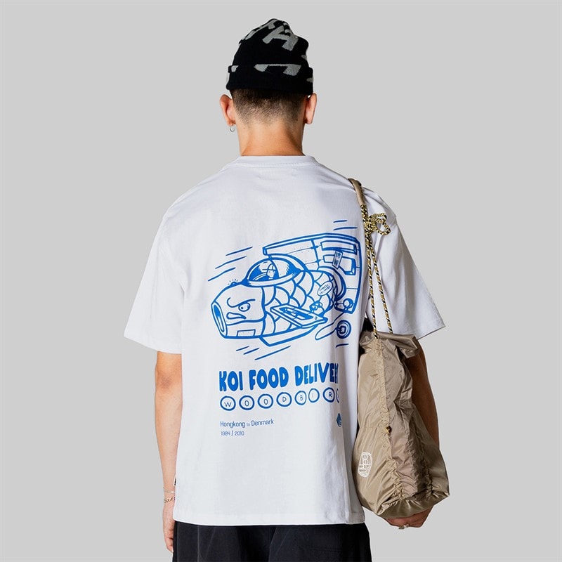 Woodbird Herre Baine Koi Levering T-shirt Hvid - Billede 2