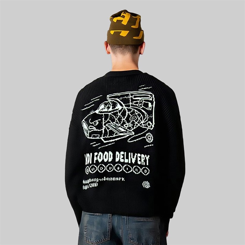 Woodbird Herre Kurt Koi Levering Sweater Sort - Billede 2