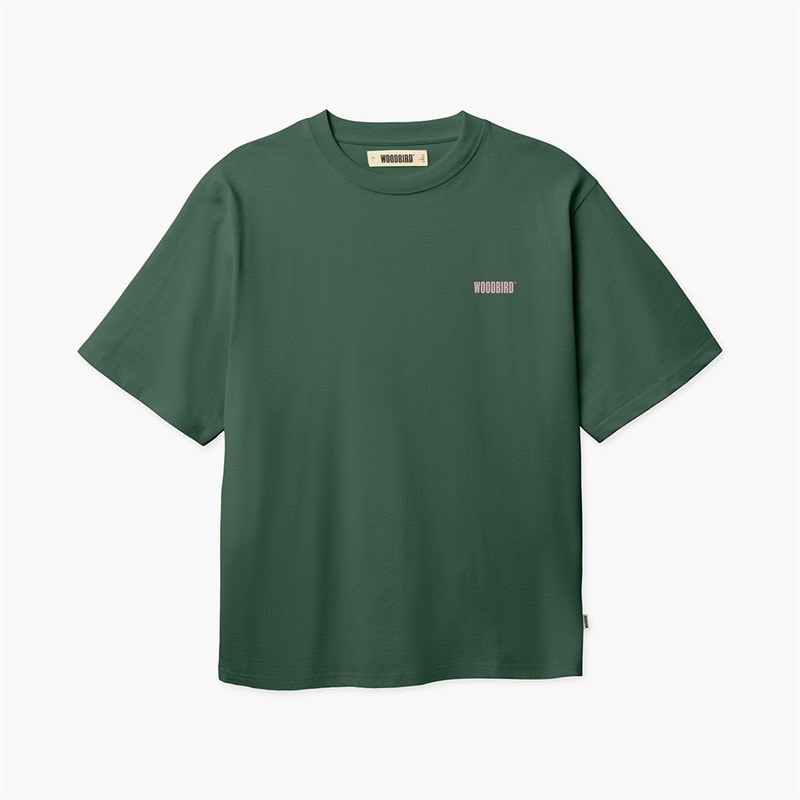 Woodbird Herre Baine Dim Sum T-Shirt Dark Green - Billede 2
