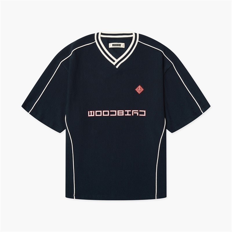 Woodbird Herre Beam 90er Sport T Shirt Dark Navy - Billede 1
