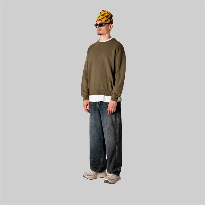 Woodbird Herre Kurt Art Rund Hals Svedtrøje Dark Brown - Billede 4