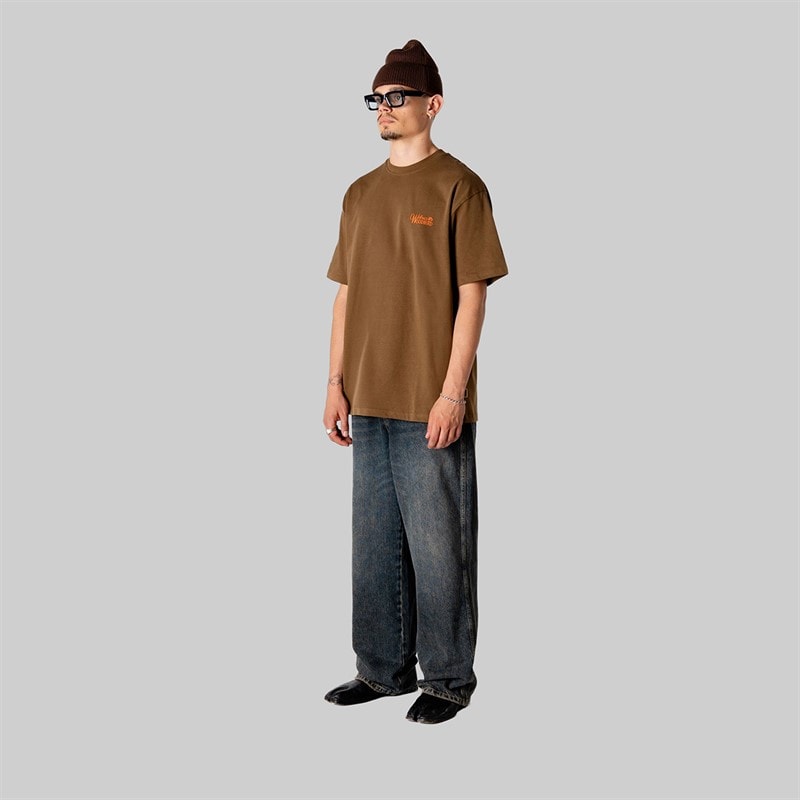 Woodbird Herre Baine Blomster T-shirt Dark Brown - Billede 4