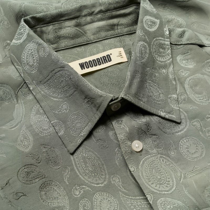 Woodbird Herre Buzo Paisley Skjorte Grå Grøn Grey-Green - Billede 3
