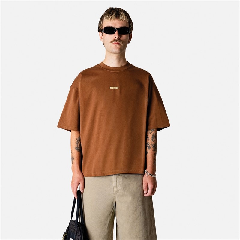 Woodbird Herre Beam Løve T-shirt Mid Brown - Billede 2