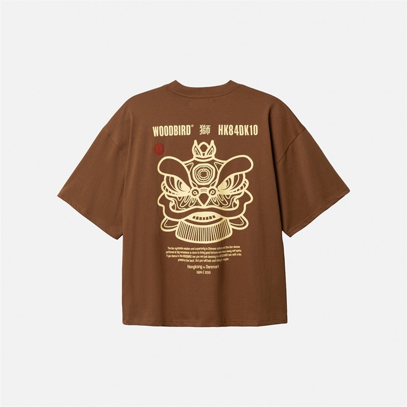 Woodbird Herre Beam Løve T-shirt Mid Brown - Billede 5