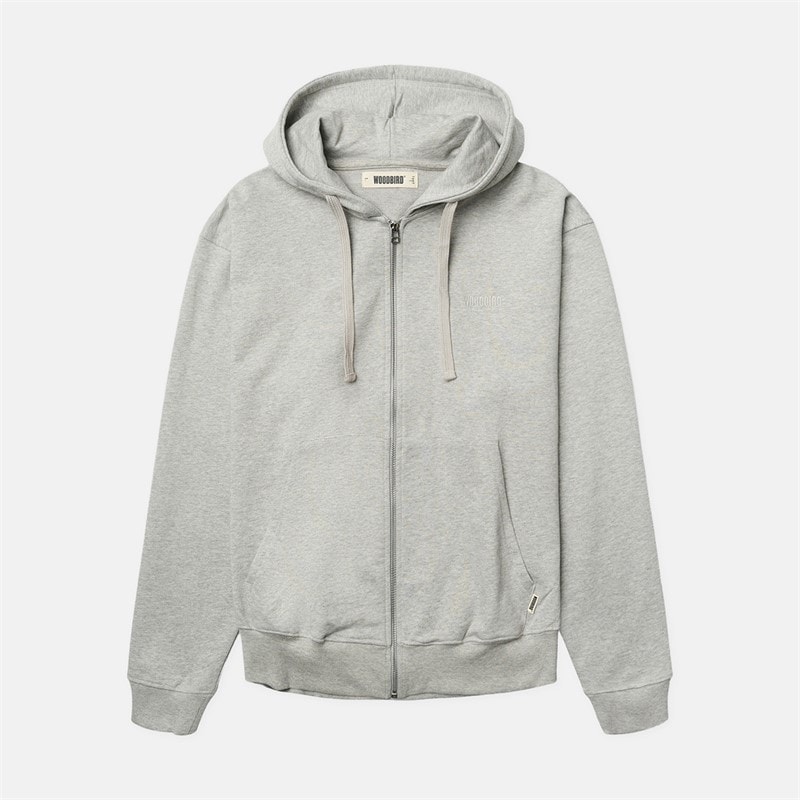 Woodbird Herre Fuji Base Zip Hættetrøje Light Grey Melange