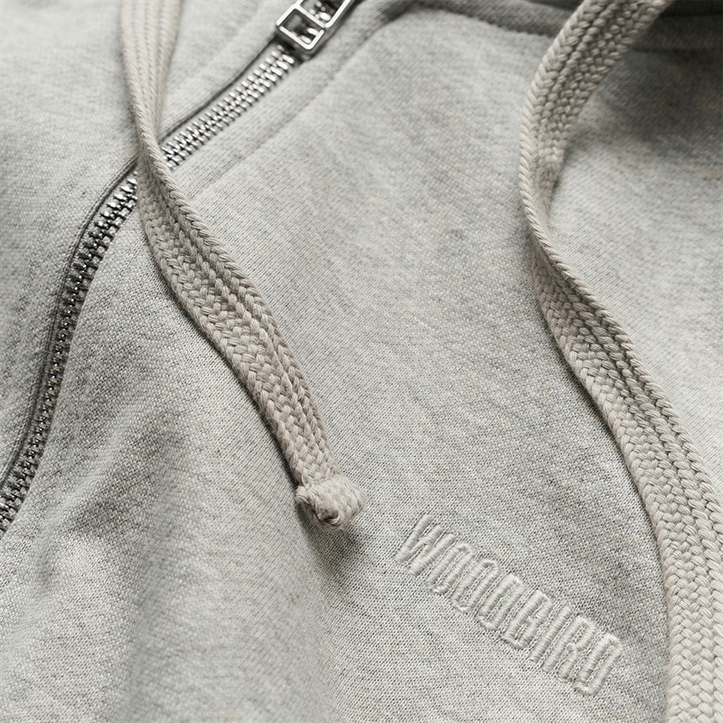 Woodbird Herre Fuji Base Zip Hættetrøje Light Grey Melange - Billede 3