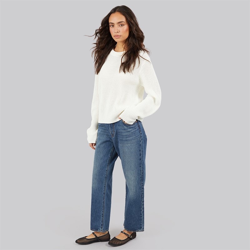 JJ REBEL Dame Jasmine Strik Rund Hals Cloud Dancer - Billede 3