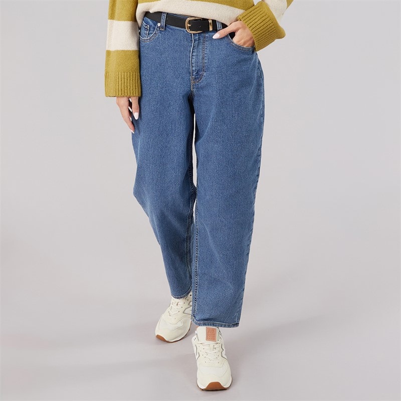 JJ REBEL Dame Kylie Mom Fit Jeans 635 Mellemblå - Billede 1