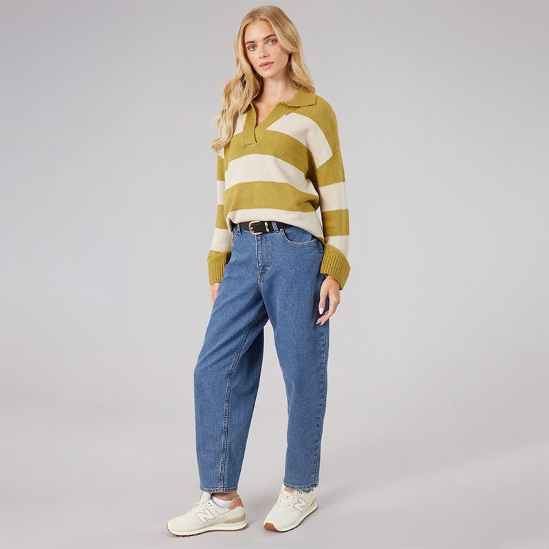 JJ REBEL Dame Kylie Mom Fit Jeans 635 Mellemblå - Billede 4