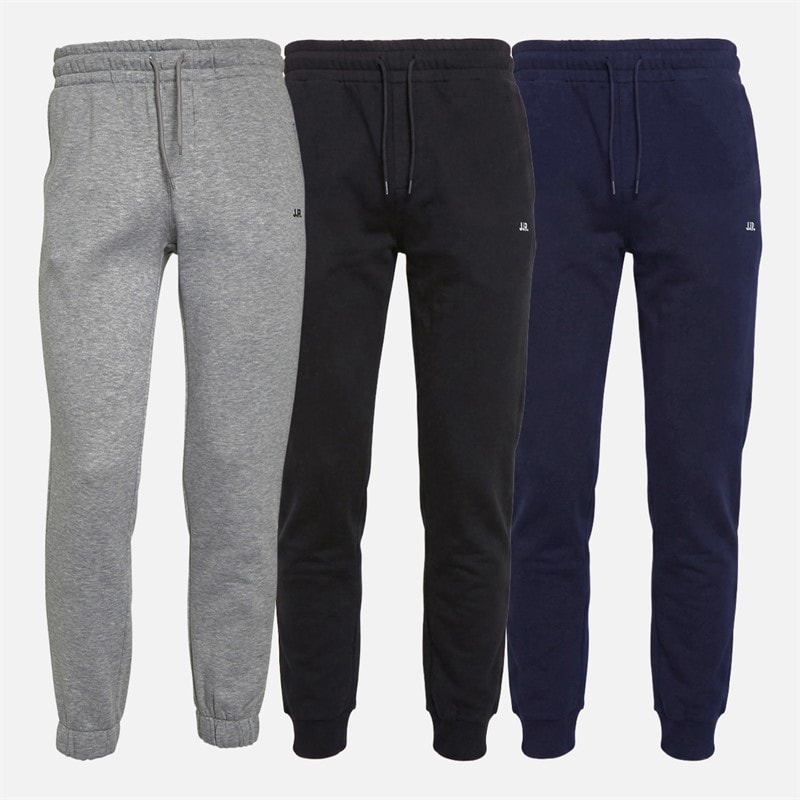 JJ REBEL Herre Tre Pak Logo Sweat Bukser Lys Grå Melange