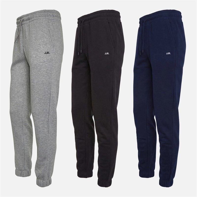 JJ REBEL Herre Tre Pak Logo Sweat Bukser Lys Grå Melange - Billede 3