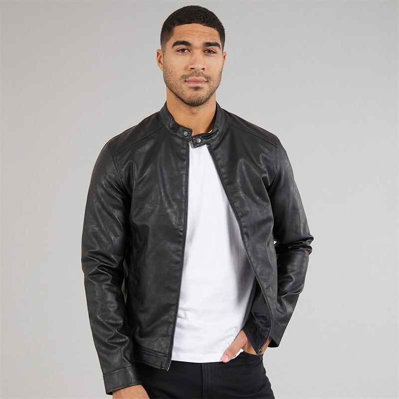 JJ REBEL Herre Caleb PU Jakke Sort - Billede 3