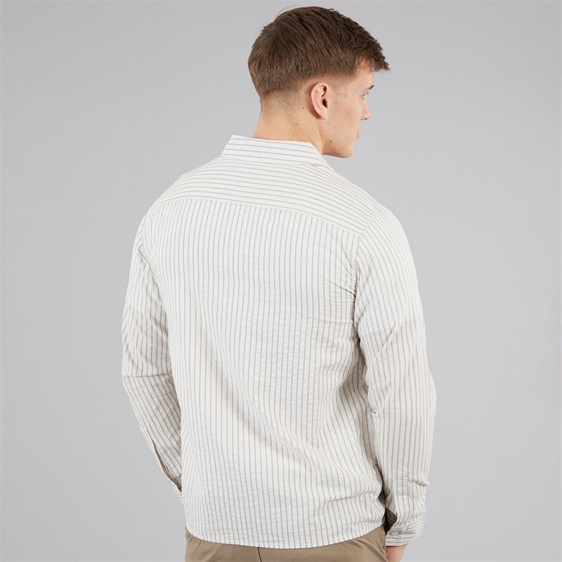 C.R.C. Herre Mosh Seersucker skjorte moden White St - Billede 2