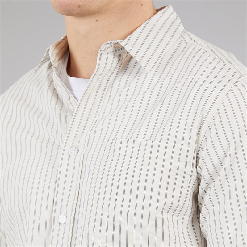 C.R.C. Herre Mosh Seersucker skjorte moden White St - Billede 3