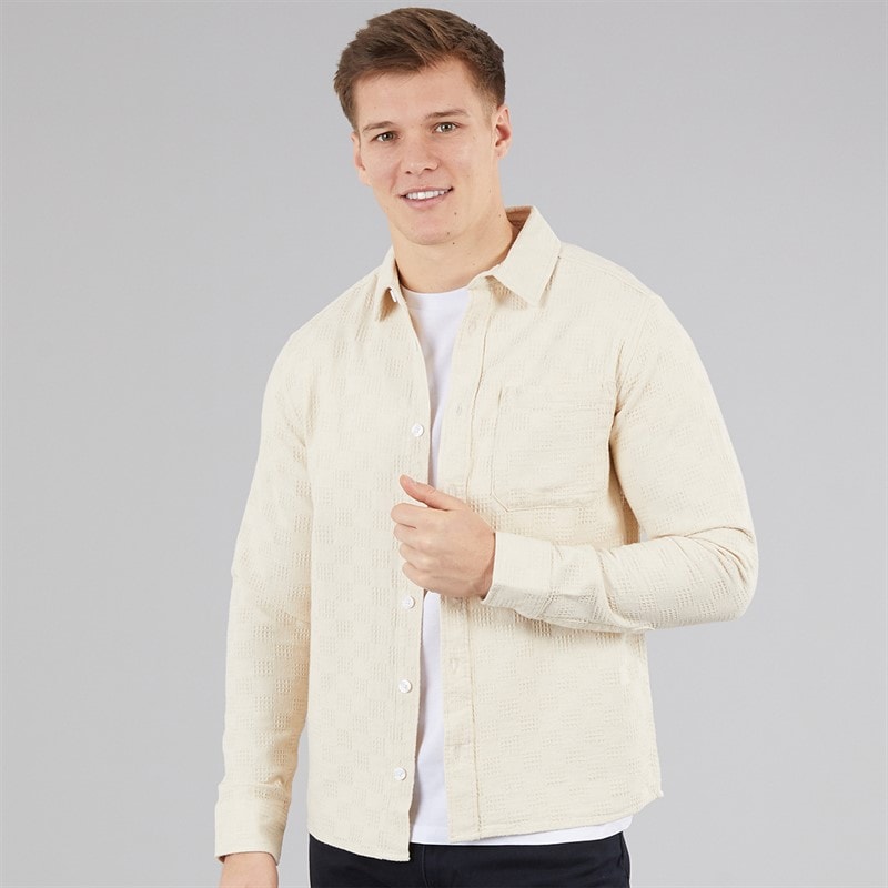 C.R.C. Herre Mosh Tekstur Skjorte Off White Offwhite