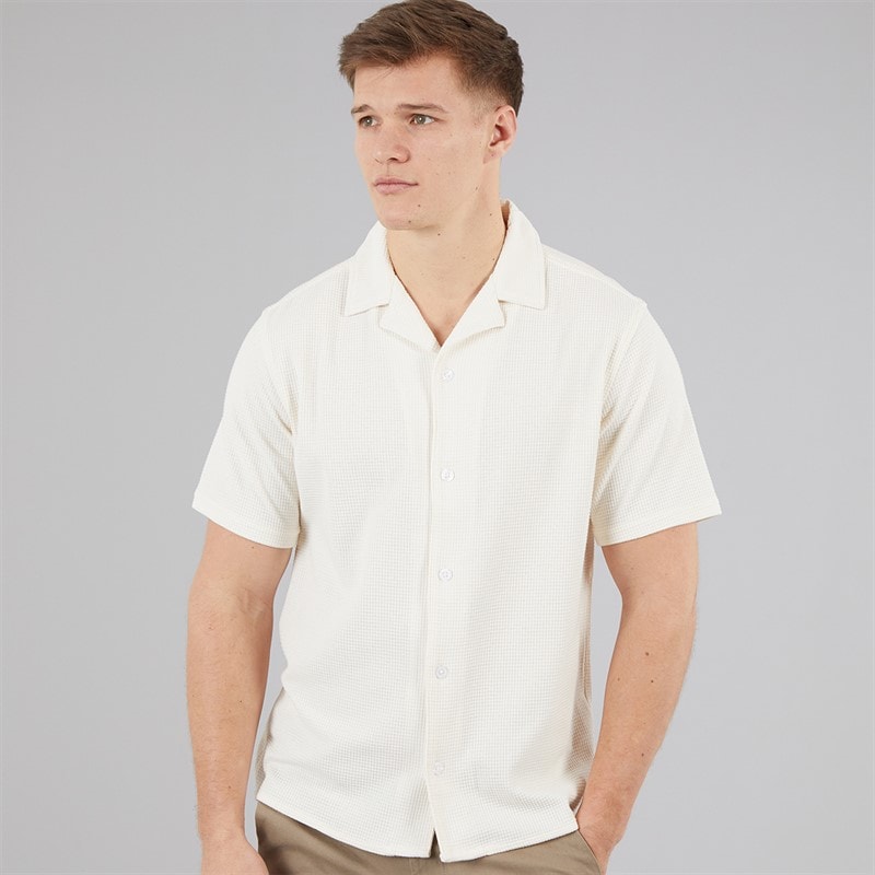 C.R.C. Herre Berry Tekstureret Skjorte Off White Offwhite