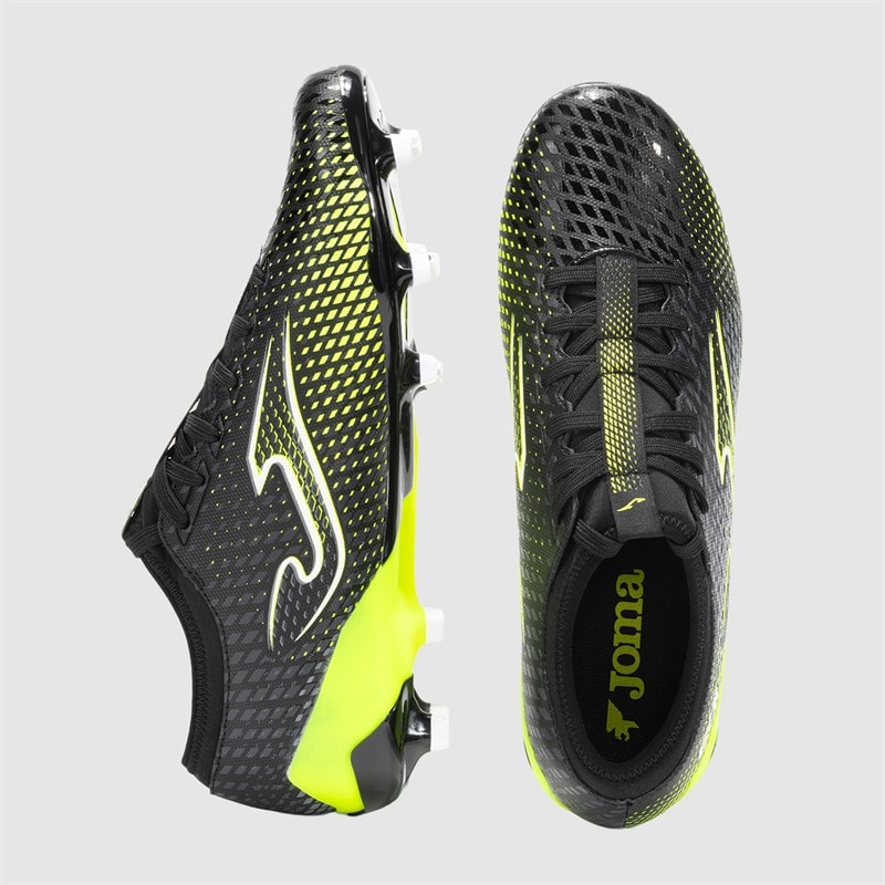 Joma Herre Gol 25 FG Fast Underlag Fodboldstøvler Sort/Fluoro Yellow - Billede 4