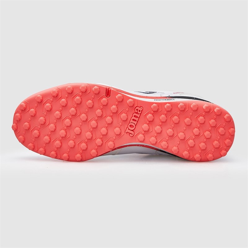 Joma Herre Top Flex Rebound 25 TF Astro Turf Fodboldstøvler Fluoro Coral/Hvid - Billede 3