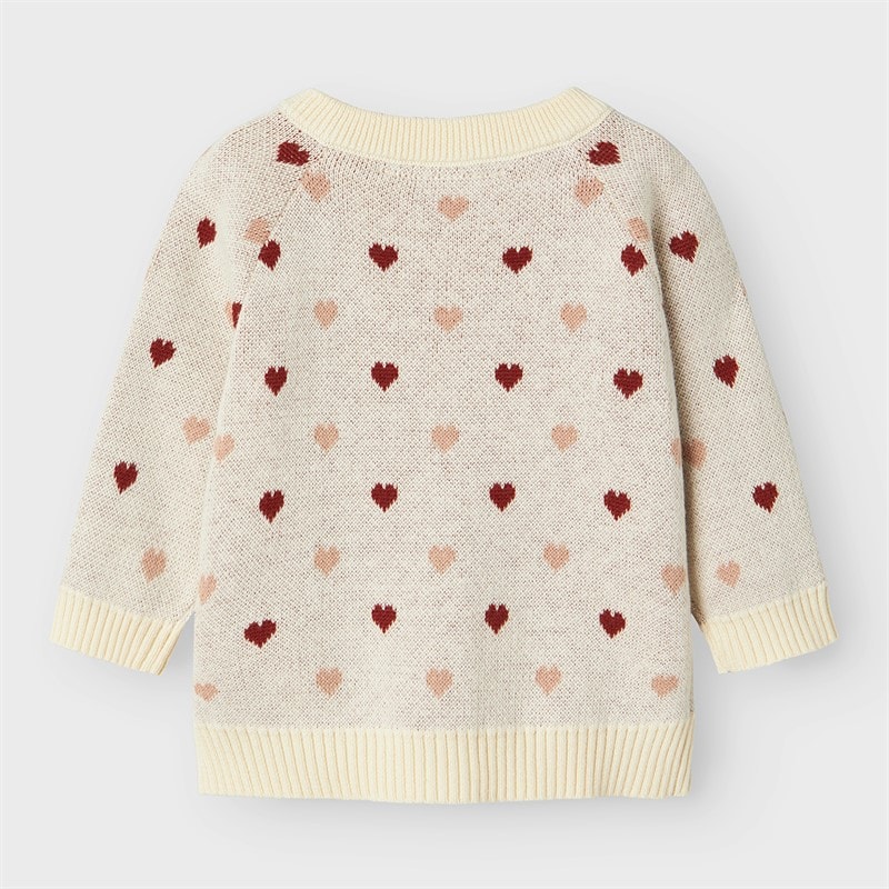 Lil' Atelier Piger Saran Hjerte Strikket Cardigan Turtledove - Billede 2