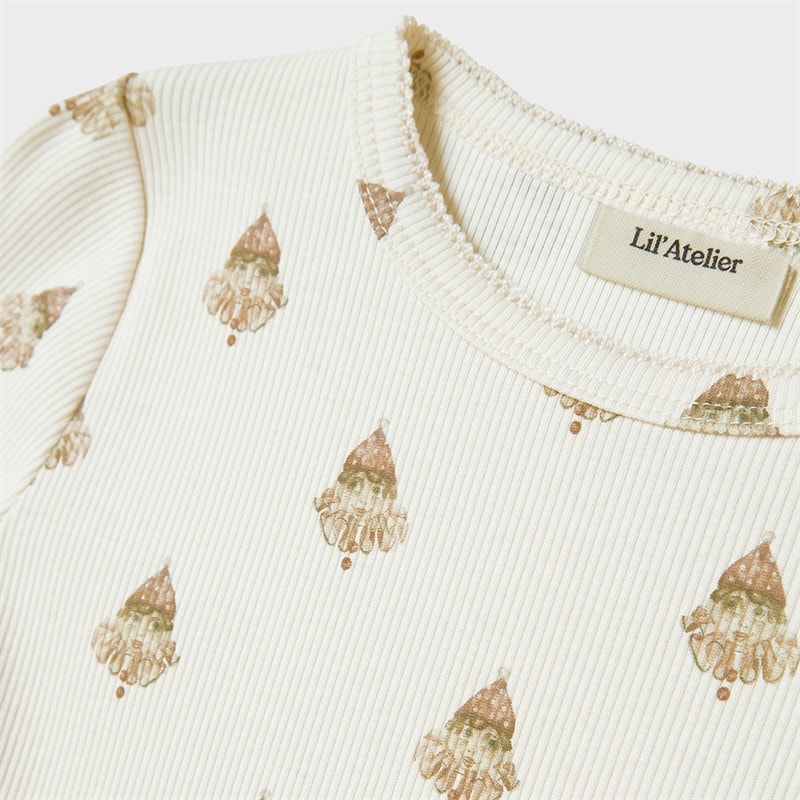 Lil' Atelier Piger Lavo Langærmet T-shirt Pastel Parchment - Billede 3
