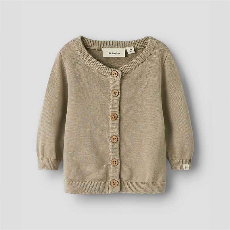 Lil' Atelier Børne Dundo Strikket Cardigan Oxford Tan - Billede 1