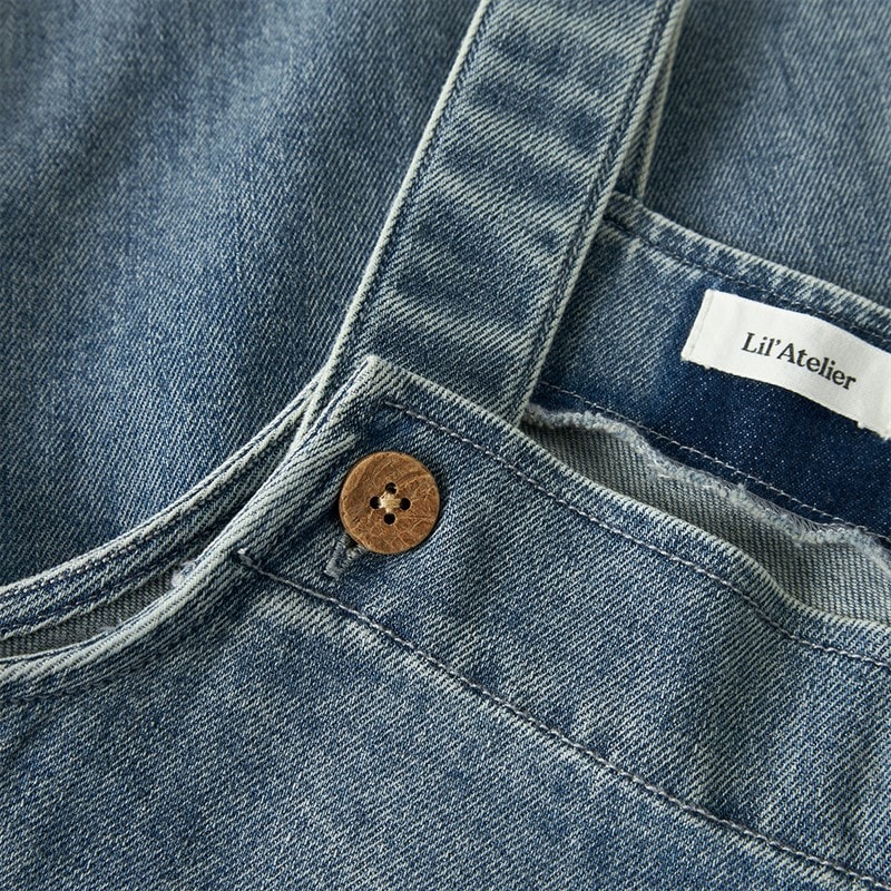 Lil' Atelier Piger Damla Overall Medium Blue Denim - Billede 3