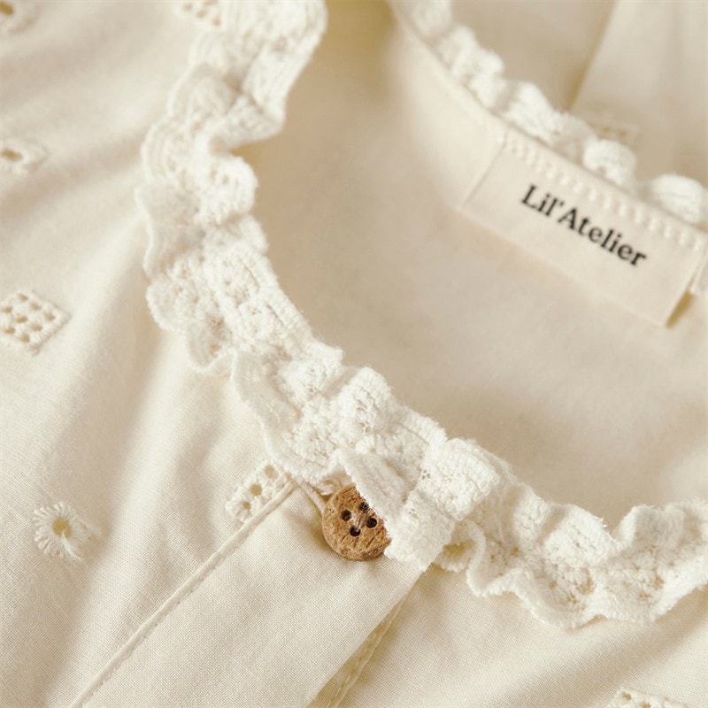 Lil' Atelier Piger Flores Kortærmet Kjole Coconut Milk - Billede 3