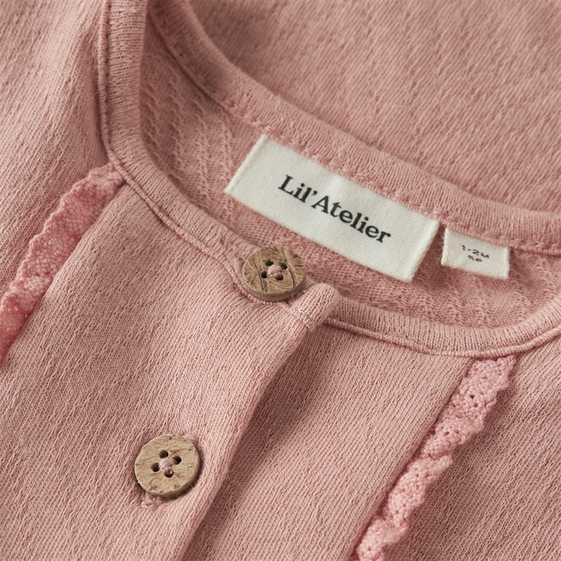 Lil' Atelier Piger Halina Kortærmet Babydragt Rose Tan - Billede 3