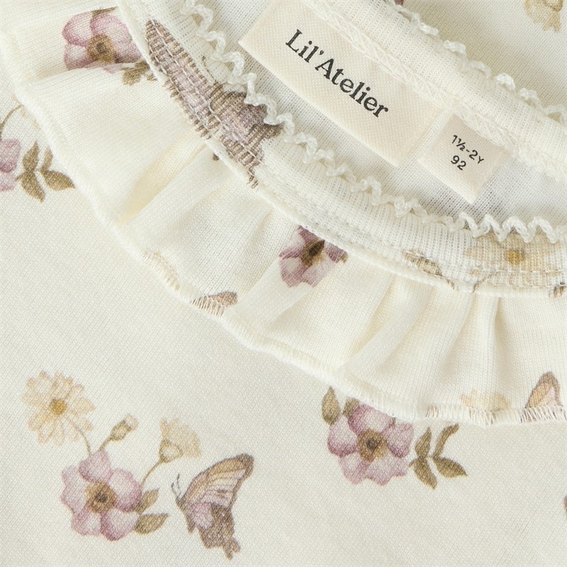 Lil' Atelier Piger Layo Kortærmet T-shirt Coconut Milk - Billede 3