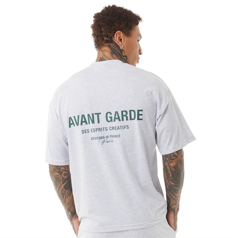 Avant Garde Herre Creative T-shirt Lys Grå Melange - Billede 2