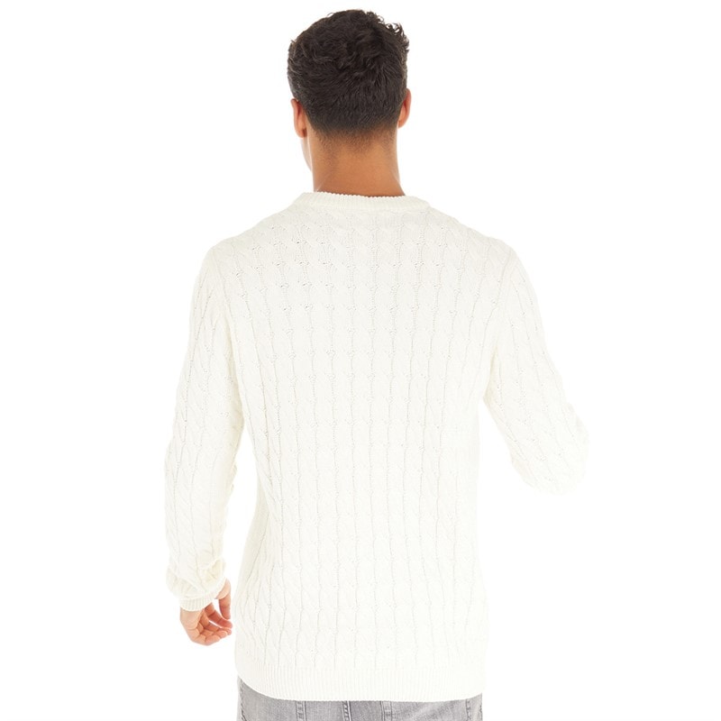 Avant Garde Herre Cable Crew Neck Trøje Ecru - Billede 2