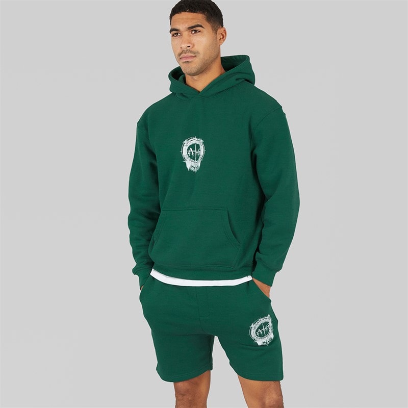 Avant Garde Herre Fausser Hættetrøje Og Shorts Sæt Emerald
