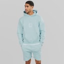 Avant Garde Herre Fausser Hættetrøje Og Shorts Sæt Skyblue