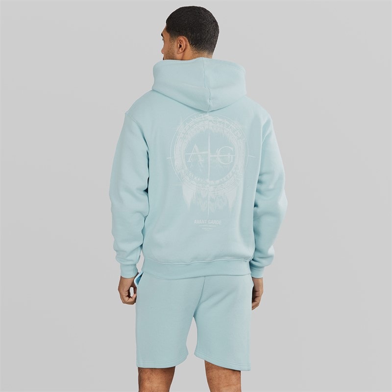 Avant Garde Herre Fausser Hættetrøje Og Shorts Sæt Skyblue - Billede 2