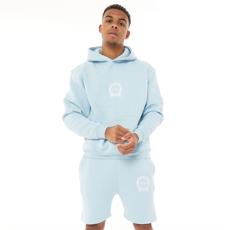 Avant Garde Herre Fausser Hættetrøje Og Shorts Sæt Skyblue - Billede 3