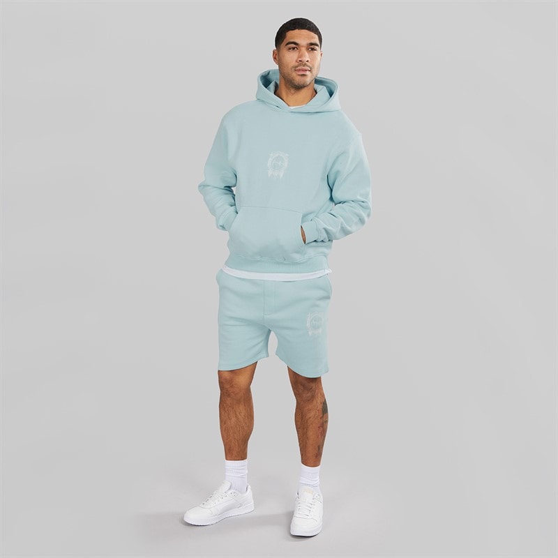 Avant Garde Herre Fausser Hættetrøje Og Shorts Sæt Skyblue - Billede 4