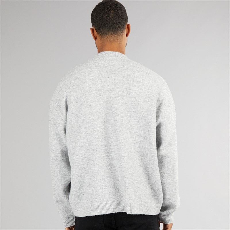 Avant Garde Herre Hjerter Strikket Crew Neck Jumper Lys Grå Melering - Billede 2