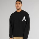 Avant Garde Herre Hjerter Strikket Crew Neck Jumper Sort