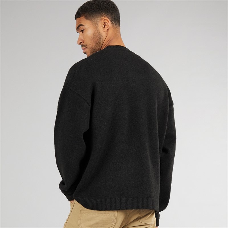 Avant Garde Herre Hjerter Strikket Crew Neck Jumper Sort - Billede 2