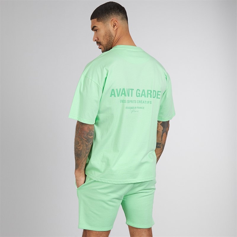 Avant Garde Herre Creatives T-shirt Og Shorts Sæt Spearmint - Billede 2