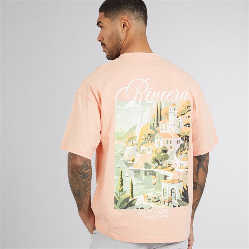Avant Garde Herre Scape T-shirt Salmon - Billede 3