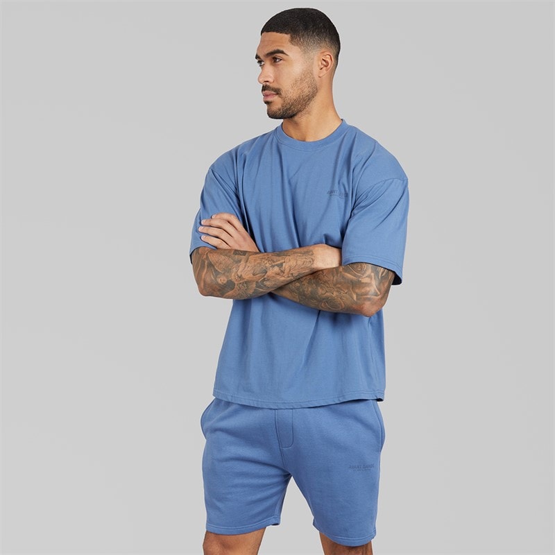 Avant Garde Herre Creatives T-shirt Og Shorts Sæt Indigo Blue