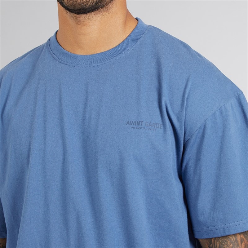 Avant Garde Herre Creatives T-shirt Og Shorts Sæt Indigo Blue - Billede 3