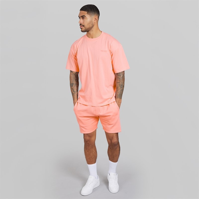 Avant Garde Herre Creatives T-shirt Og Shorts Sæt Coral - Billede 4