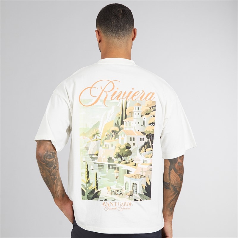 Avant Garde Herre Scape T-shirt Off White - Billede 3