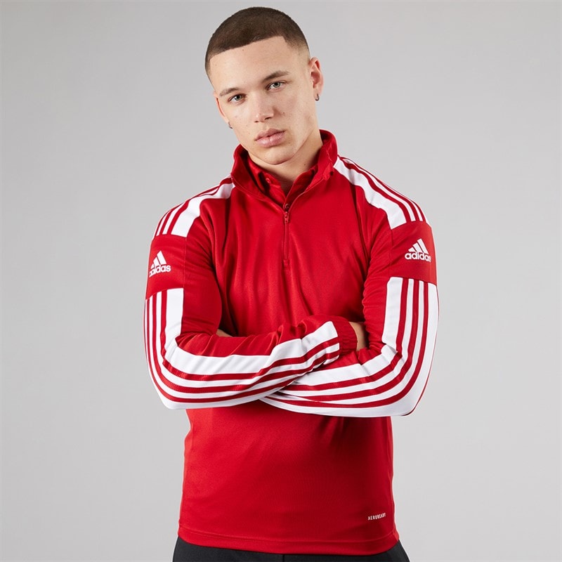 adidas Herre Squadra 21 1/4 lynlås træningstop Team Power Red/Hvid - Billede 1