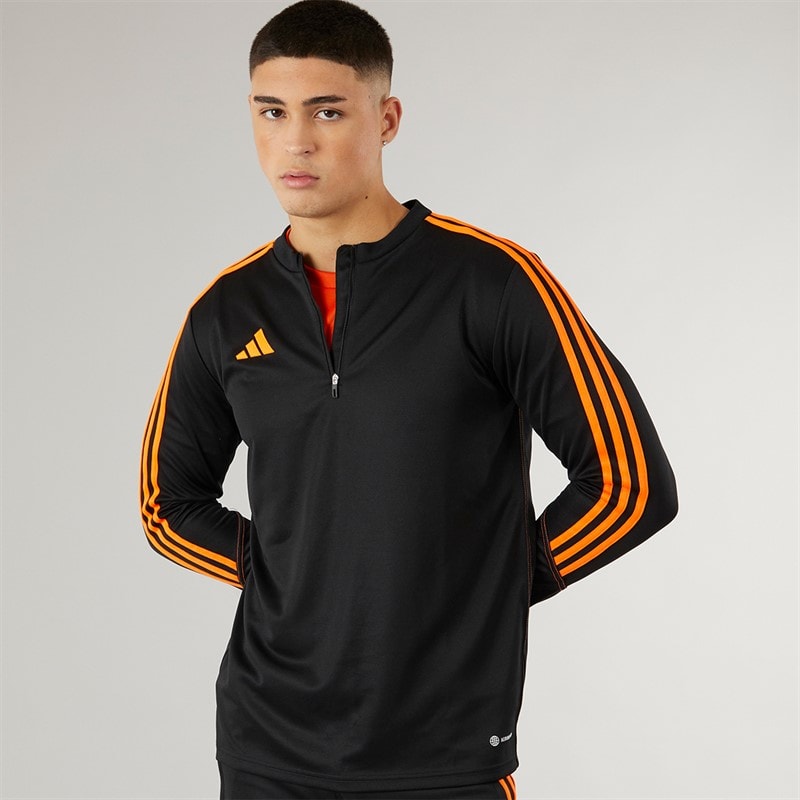 adidas Herre Tiro 23 Club 1/4 lynlås træningstop sort/signal orange - Billede 1